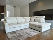 MARBELLA RIGHT CORNER SOFA WITH BEIGE COLOR AND CUSHIONS AND 100% SYNTHETIC FABRIC 315X230 CM
