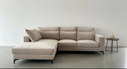 LEFT CORNER SOFA WITH BEIGE VELEVET WITH WOODEN STRUCTURE AND HIGH RESILIENCE FOAM 265X200CM