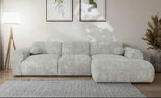 CLOUD RIGHT CORNER SOFA WITH TAUPE COLOR, CLEAN LINES AND CONTEMPORARY STYLE AND 2 CUSHIONS AND 290X180X100CM