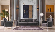 ORION SOFA CONVERTIBLE SET WITH GREY VELVET 3+2+1 218X88X88CM