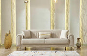 CONJUNTO SOFÁ CONVERTIBLE ORION CON TERCIOPELO BEIGE 3+2+1 218X88X88CM