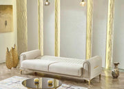 CONJUNTO SOFÁ CONVERTIBLE ORION CON TERCIOPELO BEIGE 3+2+1 218X88X88CM