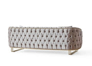 ARTEMIS SOFA WITH BEIGE VELVET WITH GOLD FINISHING AND CUSHIONS  3+2+1 ( 3 SEATER 229X90X80CM / 2 SEATER 169X90X80CM / 1 SEATER 109X88X73CM)