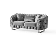ARTEMIS SOFA WITH GREY VELVET WITH SILVER FINISHING AND CUSHIONS  3+2+1 ( 3 SEATER 229X90X80CM / 2 SEATER 169X90X80CM / 1 SEATER 109X88X73CM)