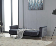 SOFÁ CONVERTIBLE KELEBEK 3 PLAZAS CON TERCIOPELO GRIS Y PATAS PLATEADAS 216X90X90CM