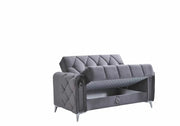 MARRAKECH CONVERTIBLE SOFA WITH GREY VELVET WITH SILVER DESIGN AND FEET , CUSHIONS 3+2+1 (3 SEATER 230X90X93CM / 2 SEATER 160X90X93CM / 1 SEATER 100X90X93CM)