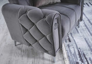 MARRAKECH CONVERTIBLE SOFA WITH GREY VELVET WITH SILVER DESIGN AND FEET , CUSHIONS 3+2+1 (3 SEATER 230X90X93CM / 2 SEATER 160X90X93CM / 1 SEATER 100X90X93CM)