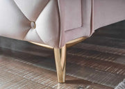 SOFÁ CONVERTIBLE MARRAKECH EN TERCIOPELO BEIGE CON DISEÑO Y PATAS DORADAS, COJINES 3+2+1 (SOFÁ DE 3 PLAZAS 230X90X93CM / SOFÁ DE 2 PLAZAS 160X90X93CM / SILLÓN DE 1 PLAZA 100X90X93CM)