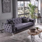 SOFÁ CONVERTIBLE VALENCIA CON ELEGANTE CONTRASTE GRIS Y PLATA CON COJINES 3+2+1 (3 PLAZAS 235X100X80CM / 2 PLAZAS 170X100X80CM / 1 PLAZA 118X100X80CM)