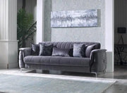 RADISSON CONVERTIBLE SOFA WITH GREY VELVET AND SILVER FINISHING 3+2+1 ( 3 SEATER 240X100X80 CM / 2 SEATER 170X100X80CM / 1 SEATER 110X100X90CM)