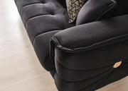 SOFÁ CONVERTIBLE RADISSON DE TERCIOPELO NEGRO CON ACABADO DORADO 3+2+1 (3 PLAZAS 240X100X80 CM / 2 PLAZAS 170X100X80CM / 1 PLAZA 110X100X90CM)