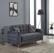 HAVANA CONVERTIBLE CORNER SOFA WITH GREY WITH SLIVER TOUCH AND CUSHIONS 3+2+1 ( 3 SEATER 224X91X86CM / 2 SEATER 173X91X86CM / 1 SEATER 80X85X95CM)