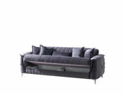RADISSON CONVERTIBLE SOFA WITH GREY VELVET AND SILVER FINISHING 3+2+1 ( 3 SEATER 240X100X80 CM / 2 SEATER 170X100X80CM / 1 SEATER 110X100X90CM)