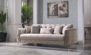 JUEGO DE SOFÁS CONVERTIBLES CUBA CON ELEGANTE COLOR BEIGE CON ACABADO DORADO EN LAS PATAS CON COJINES 3+2+1 (SOFÁ DE 3 PLAZAS 240X100X80CM / SOFÁ DE 2 PLAZAS 170X100X80 CM / SILLÓN DE 1 PLAZA 110X100X90CM)