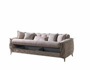 JUEGO DE SOFÁS CONVERTIBLES CUBA CON ELEGANTE COLOR BEIGE CON ACABADO DORADO EN LAS PATAS CON COJINES 3+2+1 (SOFÁ DE 3 PLAZAS 240X100X80CM / SOFÁ DE 2 PLAZAS 170X100X80 CM / SILLÓN DE 1 PLAZA 110X100X90CM)