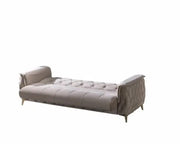 JUEGO DE SOFÁS CONVERTIBLES CUBA CON ELEGANTE COLOR BEIGE CON ACABADO DORADO EN LAS PATAS CON COJINES 3+2+1 (SOFÁ DE 3 PLAZAS 240X100X80CM / SOFÁ DE 2 PLAZAS 170X100X80 CM / SILLÓN DE 1 PLAZA 110X100X90CM)