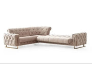 PUNTO CONVERTIBLE SOFA WITH BEIGE AND GOLD FEETS AND WITH ELEGANT COUSHIONS  310X240X100CM