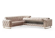 PUNTO CONVERTIBLE SOFA WITH BEIGE AND GOLD FEETS AND WITH ELEGANT COUSHIONS  310X240X100CM