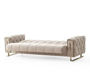 PUNTO CONVERTIBLE SOFA WITH BEIGE AND GOLD FEETS AND WITH ELEGANT COUSHIONS 3+2+1 ( 3 SEATER 240X100X80CM  2 SEATER 170X100X80)