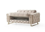 PUNTO CONVERTIBLE SOFA WITH BEIGE AND GOLD FEETS AND WITH ELEGANT COUSHIONS 3+2+1 ( 3 SEATER 240X100X80CM  2 SEATER 170X100X80)