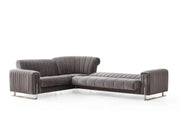 SOFÁ CONVERTIBLE LINES EN GRIS Y TOQUES PLATEADOS CON COJINES 215X265X90CM