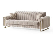LINES CONVERTIBLE SOFA IN BEIGE AND GOLD TOUCH 3+2+1 ( 3 SEATER 235X90X85C/2 SEATER  170X90X85CM / 1 SEATER 70X90X90CM)
