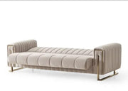 LINES CONVERTIBLE SOFA IN BEIGE AND GOLD TOUCH 3+2+1 ( 3 SEATER 235X90X85C/2 SEATER  170X90X85CM / 1 SEATER 70X90X90CM)