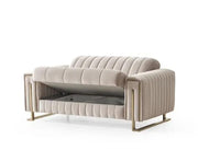 LINES CONVERTIBLE SOFA IN BEIGE AND GOLD TOUCH 3+2+1 ( 3 SEATER 235X90X85C/2 SEATER  170X90X85CM / 1 SEATER 70X90X90CM)
