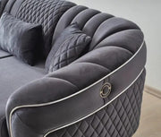 SULTAN SOFA WITH GREY COLOR AND GOLD TOUCH 3+2+1 (3 SEATER 233X91X87CM / 2 SEATER 176X91X87CM / 1 SEATER 80X82X85CM)