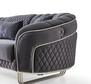 SULTAN SOFA WITH GREY COLOR AND GOLD TOUCH 3+2+1 (3 SEATER 233X91X87CM / 2 SEATER 176X91X87CM / 1 SEATER 80X82X85CM)