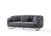 SULTAN SOFA WITH GREY COLOR AND GOLD TOUCH 3+2+1 (3 SEATER 233X91X87CM / 2 SEATER 176X91X87CM / 1 SEATER 80X82X85CM)
