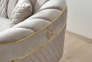 SULTAN SOFA WITH BEIGE COLOR AND GOLD TOUCH 3+2+1 (3 SEATER 233X91X87CM / 2 SEATER 176X91X87CM / 1 SEATER 80X82X85CM)