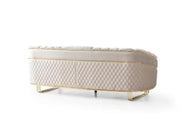 SULTAN SOFA WITH BEIGE COLOR AND GOLD TOUCH 3+2+1 (3 SEATER 233X91X87CM / 2 SEATER 176X91X87CM / 1 SEATER 80X82X85CM)