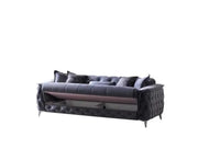 JUEGO DE SOFÁS CONVERTIBLES CUBA EN ELEGANTE COLOR GRIS CON ACABADO PLATEADO EN LAS PATAS, CON COJINES 3+2+1 (SOFÁ DE 3 PLAZAS 240X100X80CM / SOFÁ DE 2 PLAZAS 170X100X80 CM / SILLÓN DE 1 PLAZA 110X100X90CM)