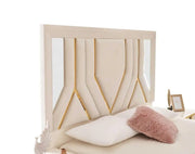 BOSS BEDROOM SET IN BEIGE/GOLD FEATURES A MODREN AND ELEGANT DESIGN . THE SET INCLUDES A 160X200CM BED WITHOUT MATRESS AND A WARDROBE 2 SLIDING DOOR 201X63X210CM AND COMMODE WITH 2 DRAWERS 107X46X75 WITH MIRROR AND 2 BEDSIDE TABLE