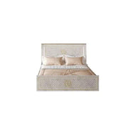 GUCCI SOFT BEDROOM SET IN BEIGE/GOLD FEATURES A MODREN  DESIGN  . SET INCLUDES 160X200 BED WITHOUT MATRESS AND 4 DOORS WARDROBE WITH 180X57X216CM AND DRESSING TABLE WITH 3 DRAWERS 116X46X77CM AND 2 BED SIDETABLE 54X37X50CM ,