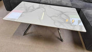 SAMA COFFE TABLE WITH WHITE AND GREY MARBLE AND SILVER FEETS 120X70X45CM