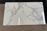 SAMA COFFE TABLE WITH WHITE AND GREY MARBLE AND SILVER FEETS 120X70X45CM