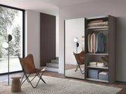 VENUS WARDROBE WITH 2 SLIDING DOORS WITH WHITE AND WITH MIRROR FEATURES WITH 180X60X200CM