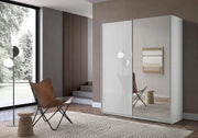 VENUS WARDROBE WITH 2 SLIDING DOORS WITH WHITE AND WITH MIRROR FEATURES WITH 180X60X200CM