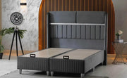 ESTELLE BASE SET 140X190CM IN GREY VELVET WITH SILVER ELEGANT DESIGN ON HEADBOARD WITH CANAPE INCLUDES (WITHOUT MATRESS)