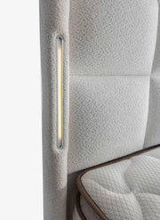 TIFFANY BASE SET 180X200CM IN BEIGE FABRIC AND ELEGANT DESIGN ON HAEDBOARD WITH CANAPE INCLUDES (WITHOUT MATRESS)