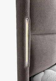 TIFFANY BASE SET 160X200CM IN GREY FABRIC AND ELEGANT DESIGN ON HAEDBOARD WITH CANAPE INCLUDES (WITHOUT MATRESS)