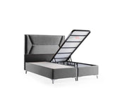 THE LYON BASE SET 160X200 CM IN GREY/SILVER VELVET COMBINES HEADBOARD DESIGN WITH CANAPE INCLUDES (WITHOUT MATRESS)