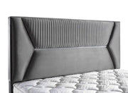 THE LYON BASE SET 160X200 CM IN GREY/SILVER VELVET COMBINES HEADBOARD DESIGN WITH CANAPE INCLUDES (WITHOUT MATRESS)