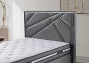 LA BASE RESITAL SET 160X200CM EN TERCIOPELO GRIS/PLATA COMBINA LÍNEAS ELEGANTES EN EL CABECERO CON CANAPÉ INCLUIDO (SIN COLCHÓN)