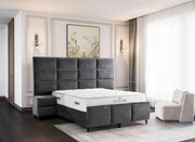 THE DIAMOND BASE SET 160X200 CM IN GREY COMBINES SQUARES DESIGN AND SUPERIOR COMFORT. ITS ELEGANT UPHOLSTERED HEADBOARD AND SPACIOUS SLEEPING AREA PROVIDE BOTH STYLE