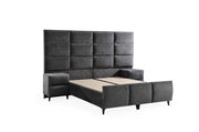 THE DIAMOND BASE SET 160X200 CM IN GREY COMBINES SQUARES DESIGN AND SUPERIOR COMFORT. ITS ELEGANT UPHOLSTERED HEADBOARD AND SPACIOUS SLEEPING AREA PROVIDE BOTH STYLE