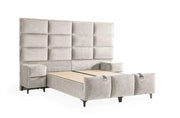 LA BASE TAPZADA DIAMOND DE 160X200 CM EN BEIGE COMBINA UN DISEÑO DE CUADROS Y UNA COMODIDAD SUPERIOR. SU ELEGANTE CABECERO TAPIZADO Y SU AMPLIA ZONA DE DESCANSO PROPORCIONAN TANTO ESTILO COMO SOPORTE.