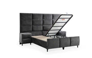 THE DIAMOND BASE SET 160X200 CM IN GREY COMBINES SQUARES DESIGN AND SUPERIOR COMFORT. ITS ELEGANT UPHOLSTERED HEADBOARD AND SPACIOUS SLEEPING AREA PROVIDE BOTH STYLE